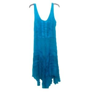 🌞 Fashion Terminal Boho Turquoise blue asymmetric sleeveless sundress Free size